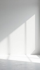 Fototapeta premium Empty interior studio backdrop with abstract white background, white light, and grey shadows for creative projects, abstract, interior