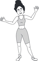 Dancing young woman. Beautiful female character in doodle style.
