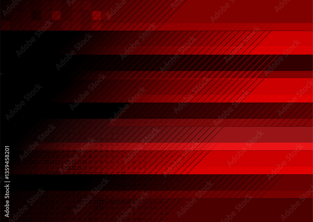 Poster Dark red tech geometric abstract background. Vector concept design