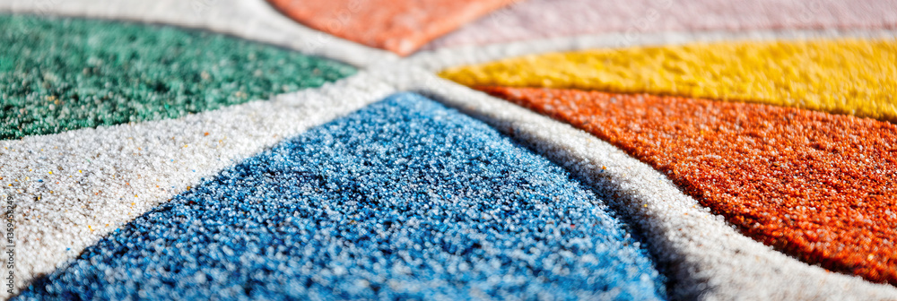 Poster close-up of multicolored granular surface with radiating segments