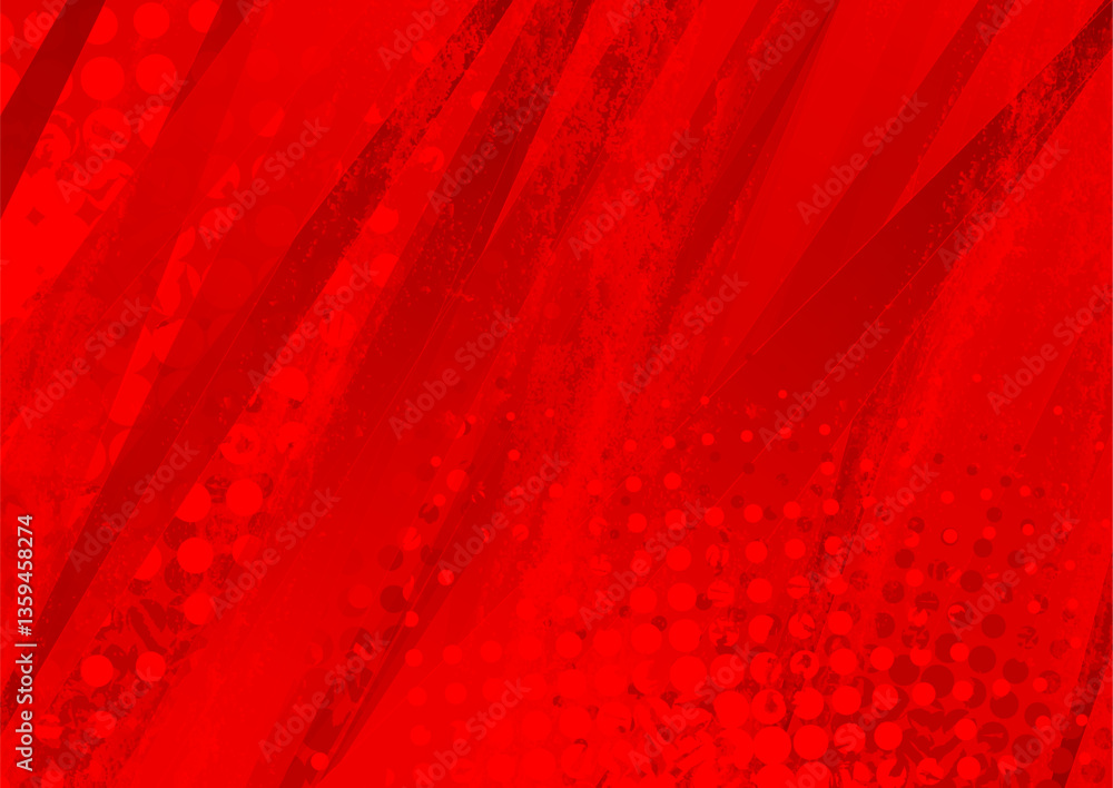 Poster Bright red grunge pop art abstract background with halftone dots. Vector design