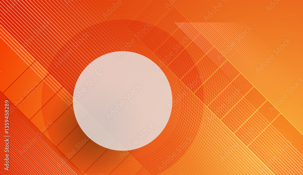 Poster concept bright orange minimal geometric design with abstract circles and stripes. vector brochure, t