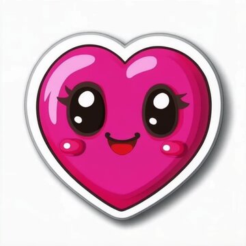 Cheerful pink heart video, smiling cute cartoon character, love and affection,