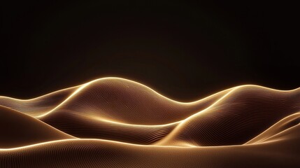 Obraz premium Waves of golden light flowing through a dark landscape at night