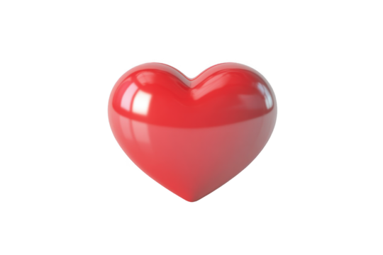 3D red heart icon with empty space for text, isolated on a white background