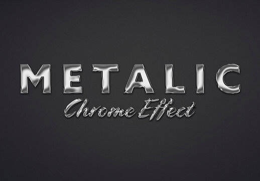 Text Effect Metallic Chrome