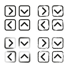 Arrow icons. Direction symbols. Navigation buttons. Vector illustration.