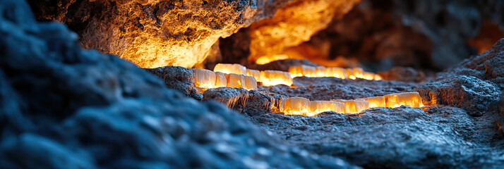 Illuminated Objects in Rock Crevice
