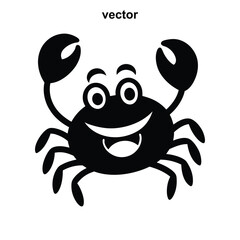 Happy Crab Illustration: A charming, smiling crab illustration with playful elements. Suitable for children's designs. 