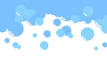 Cartoon soap foam bubbles suds framing shower gel, shampoo, shaving, mousse.