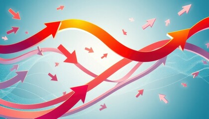 Abstract Dynamic Red Arrows Growth, Success, and Progress