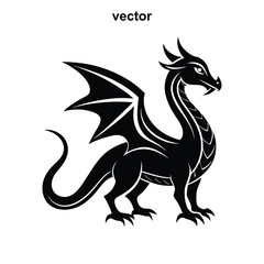 Majestic Dragon Icon: A sleek black dragon, embodying strength and fantasy, stands confidently, ready for adventure.