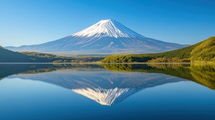 Naklejka premium Mount Fuji Reflection at Lake Tanuki, Japan