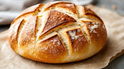 A freshly baked round loaf of traditional Irish soda bread