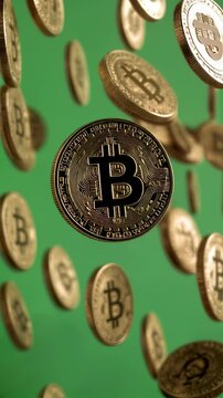 Discovering the Rise of Cryptocurrency with Falling Coins in a Dynamic Display. Ideal for Social Media, Stories, Advertising