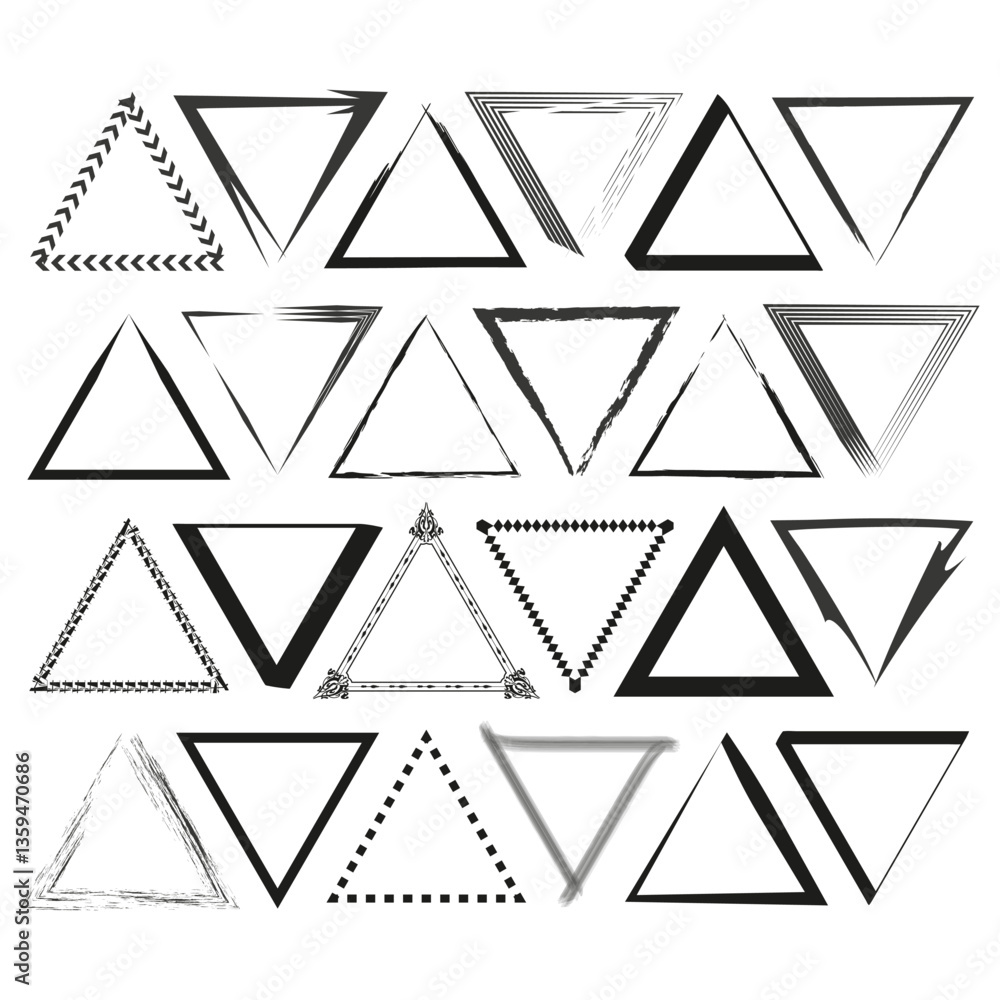 Poster triangle frame set. geometric border collection. abstract shape icons. vector line design.