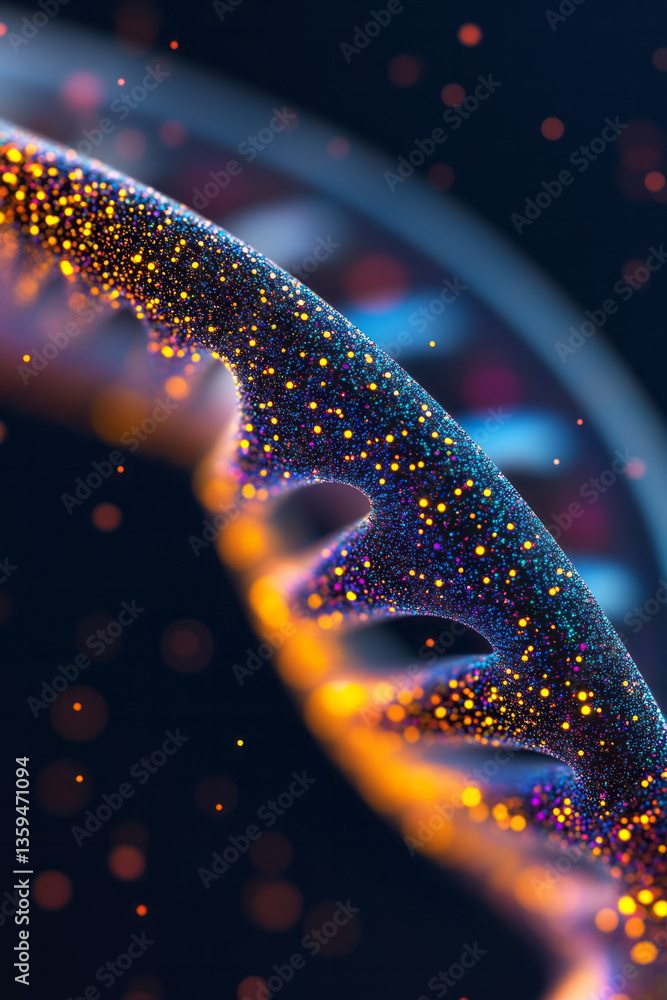 Poster a minimalistic representation of identity dissolving dna fading into layered holographic rings,