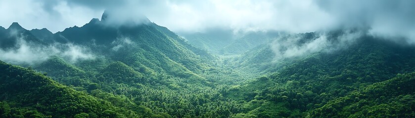 Fototapeta premium A rainforest canopy viewed from above, showing an endless green expanse