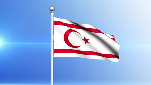 Turkish Republic of Northern Cyprus flag waving on pole seamless loop