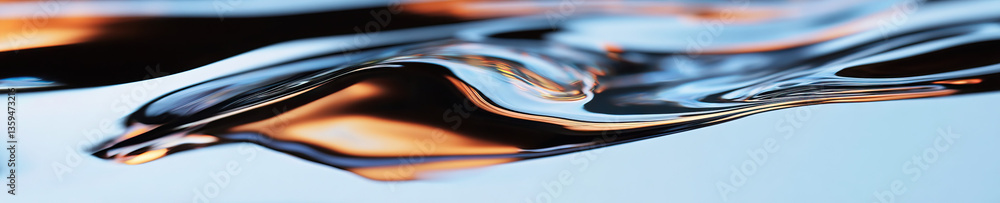 Poster abstract image of reflective liquid surface with undulating waves