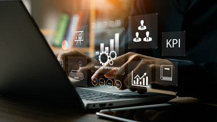  Process improvement concept, Continuous improvement,  Improve the efficiency and effectiveness of company and industry operations Businessman solving problems improving organizational processes.