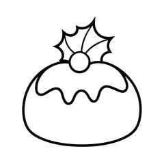 a Christmas pudding with holly on top,