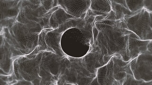 Corporate Business Intro Opener/ Animation of a technology web mesh with fading camera blur and an appearing circle space for your business or channel logo or message