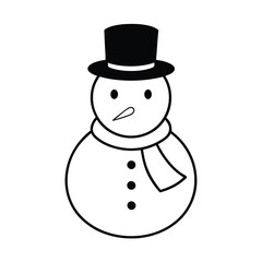 a snowman with a scarf top hat and carrot nose,