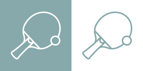 Logo lineal ping pong. Raqueta y pelota de tenis de mesa 