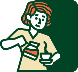 Cute Flat Coffee Shop Illustration with a Cozy Design Vintage Style