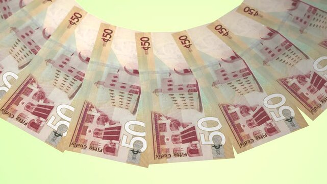 Composed Looping Design 50 Cedi Curency of Ghana