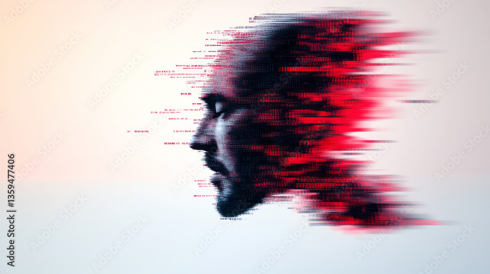 Aufkleber a surreal cracked mirror reflecting corrupted lines of code the self-awareness of an extinct system,