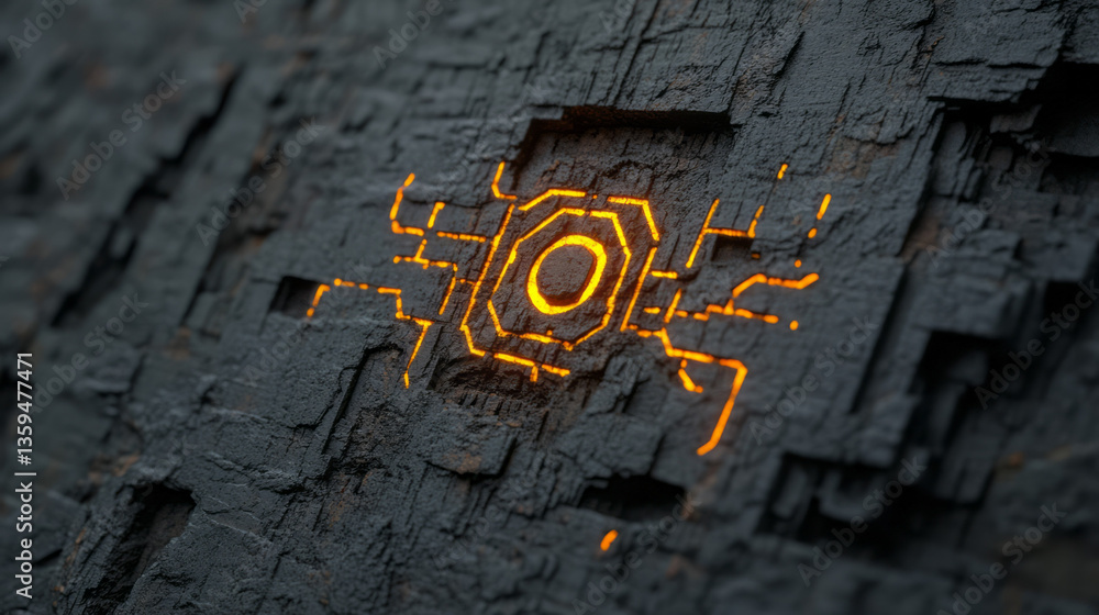 Poster A post-AI world where neural networks are carved into stone like fossils of vanished intelligence,