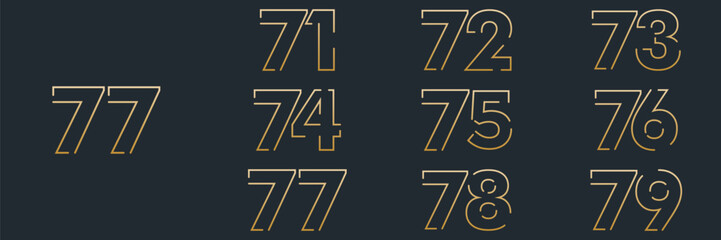 collection anniversary year logo designs. abstract number, vector illustration. gold logo and black background