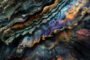 Abstract Interpretation of Xenomorphic Textured Rocks - An Intricate Dance of Minerals and Colors