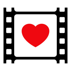 Filmstrip. Marco de tira de película retro. Tira de cinta de película fotográfica. Rollo de tira de película de vídeo con corazón 