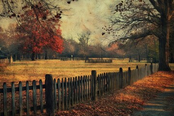Obraz premium Historic Yorktown Village Garden Fence in Virginia's Colonial National Park