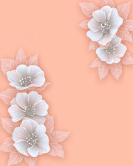 Naklejka premium A pastel pink background with soft white floral illustrations in the corners, elegant negative