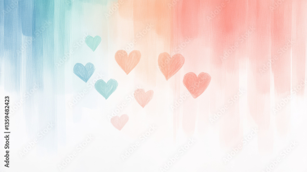 Poster a clean bright background with hand-drawn heart line art in the top corner and minimal pastel color