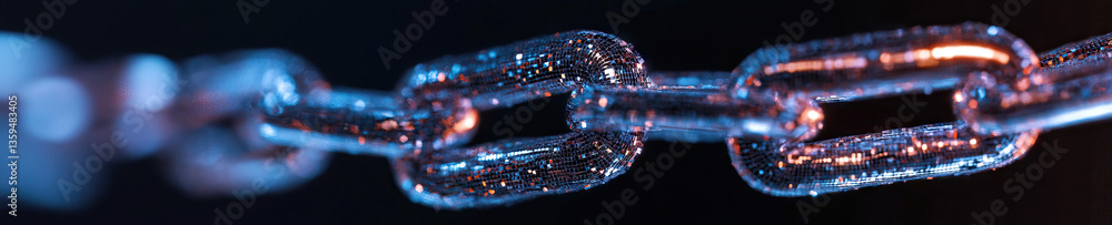 Aufkleber digital chain link structure with glowing particles