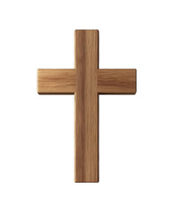 Wooden cross, vector illustration, white background, simple design, png