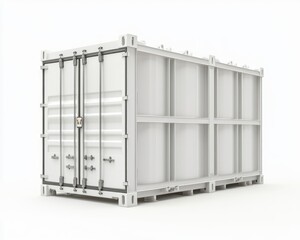 IBC Container for Water Storage. White Industrial Plastic Tank on White Background, 3D Render