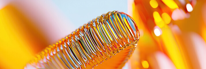 Close-up of Ribbed Translucent Amber Object