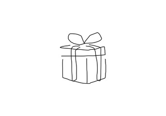 line abstract illustration of a surprise gift box, symbolizing joy, excitement, and celebration. 