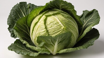 Obraz premium a brunch of green cabbage is displayed on white