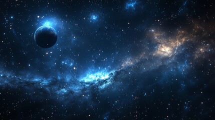 Cosmic outer space background with vibrant nebula, distant stars, and glowing galactic clouds in a deep universe scene