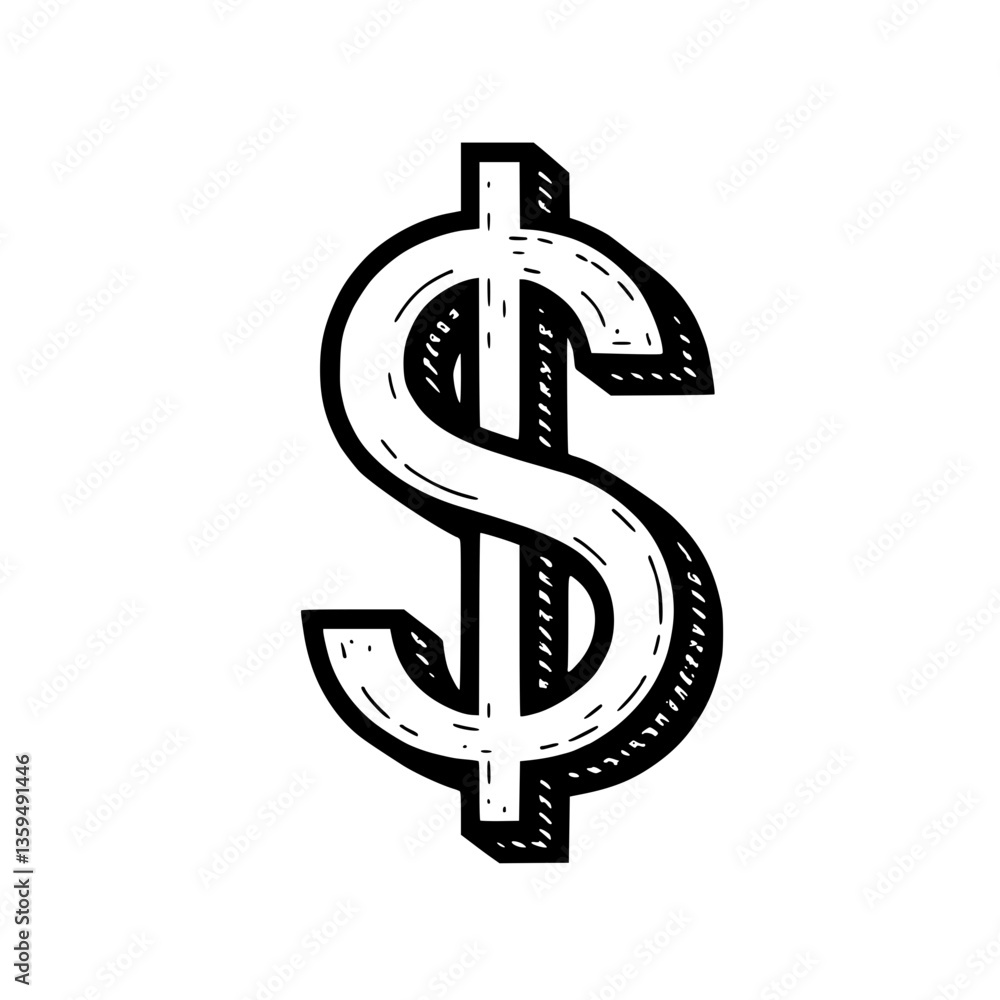 Poster dollar symbol illustration in a unique design isolated on a perfect for representing financial conce