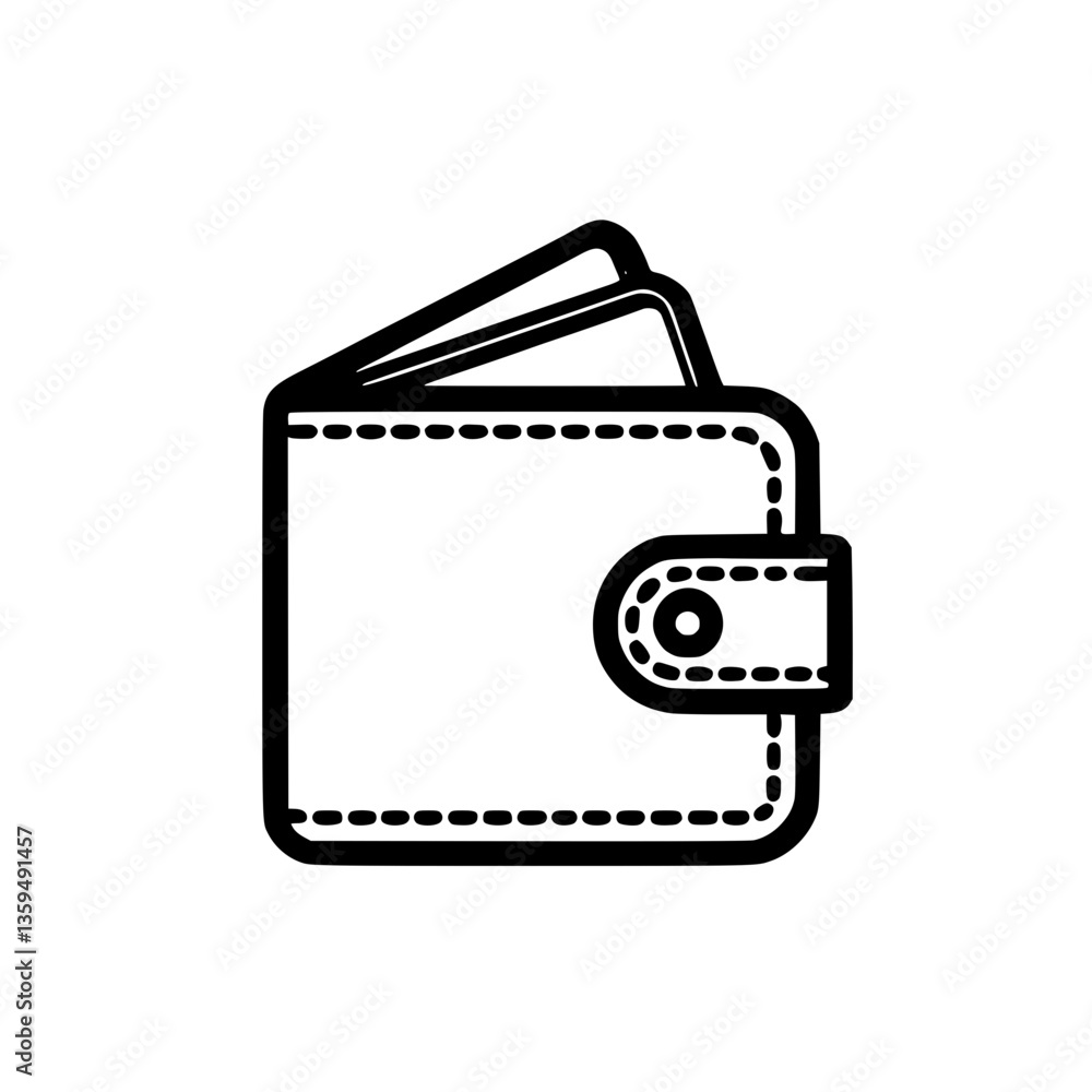 Aufkleber wallet icon outline of a rectangular wallet with rounded corners and a buttoned closure represents m