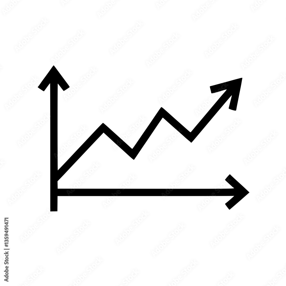 Poster a simple line graph on a showing a generally upward trend with some fluctuation indicating progress 