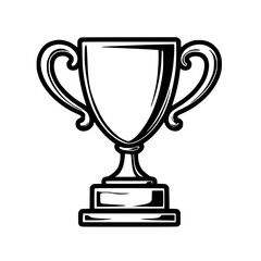 A and graphic of a classic trophy with handles on a layered base symbolizing achievement and victory in competitions